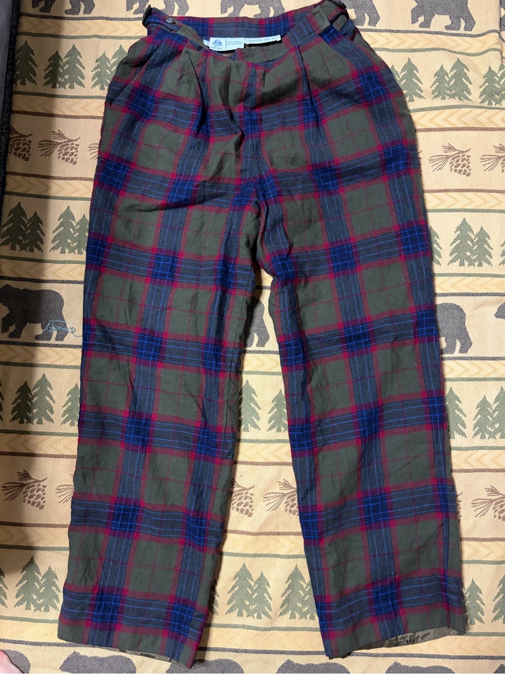 david brooks Olive and Navy Plaid Corduroy Pants